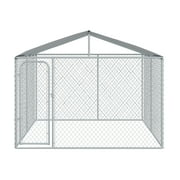 PawHut Outdoor Metal Dog Kennel, Pet Playpen with Steel Lock, Mesh Sidewalls and Cover for Backyard & Patio, 9.8 x 9.8 x 7.7