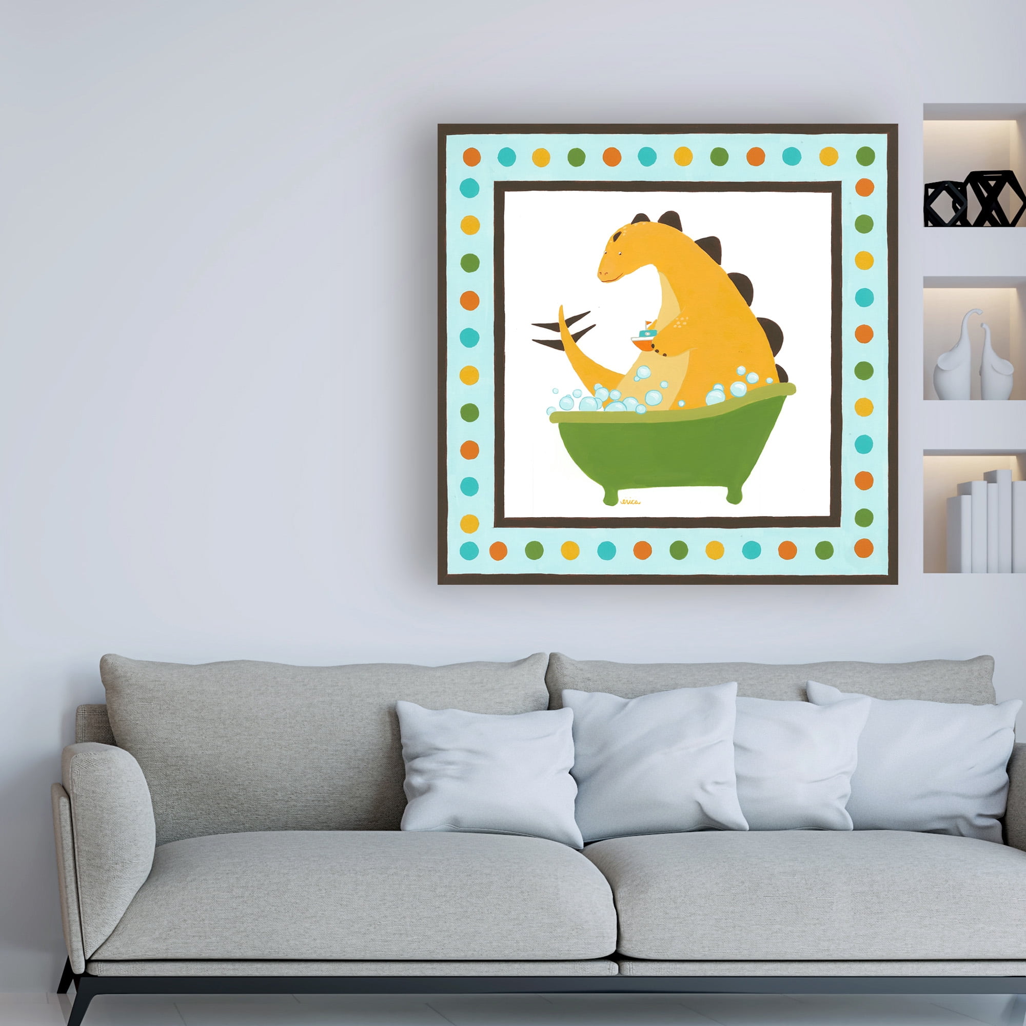 Trademark Fine Art 'Rub A Dub Dino IV Childrens Art' Canvas Art by June Erica Vess