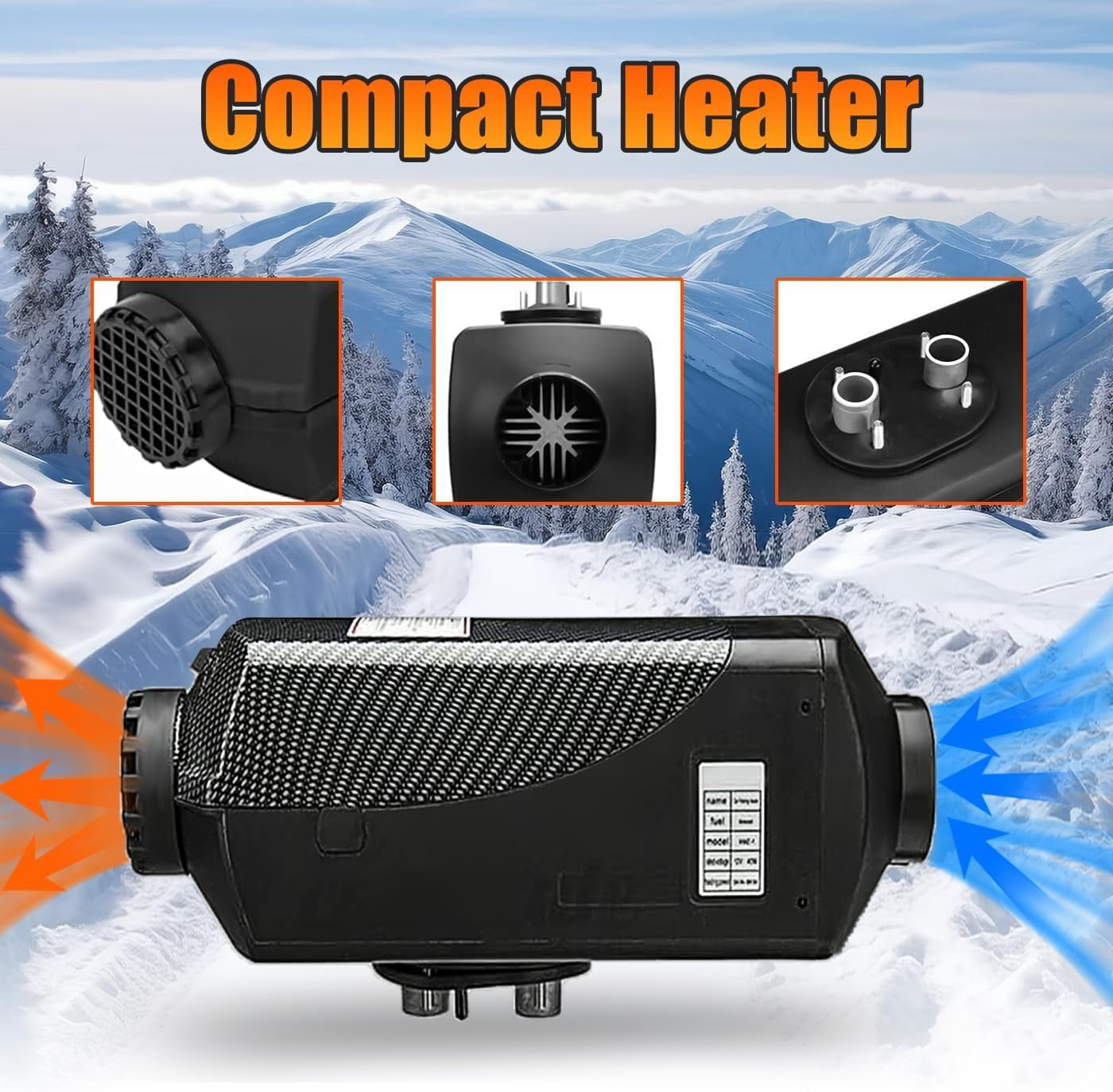 Jacgood 12V Diesel Air Heater,Digital Display 5KW for Car Trucks Motor-home Boat Bus Can(with LCD Monitor, Tank & Silencer),Black