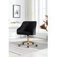 thumbnail image 4 of Swivel Office Chair, Modern Velvet Tufted Upholstered Desk Chair with Golden Five-Star Base, 360°Swivel Height Adjustable Armchair Accent Chair for Living Room Bedroom Home Office, Black, 4 of 7