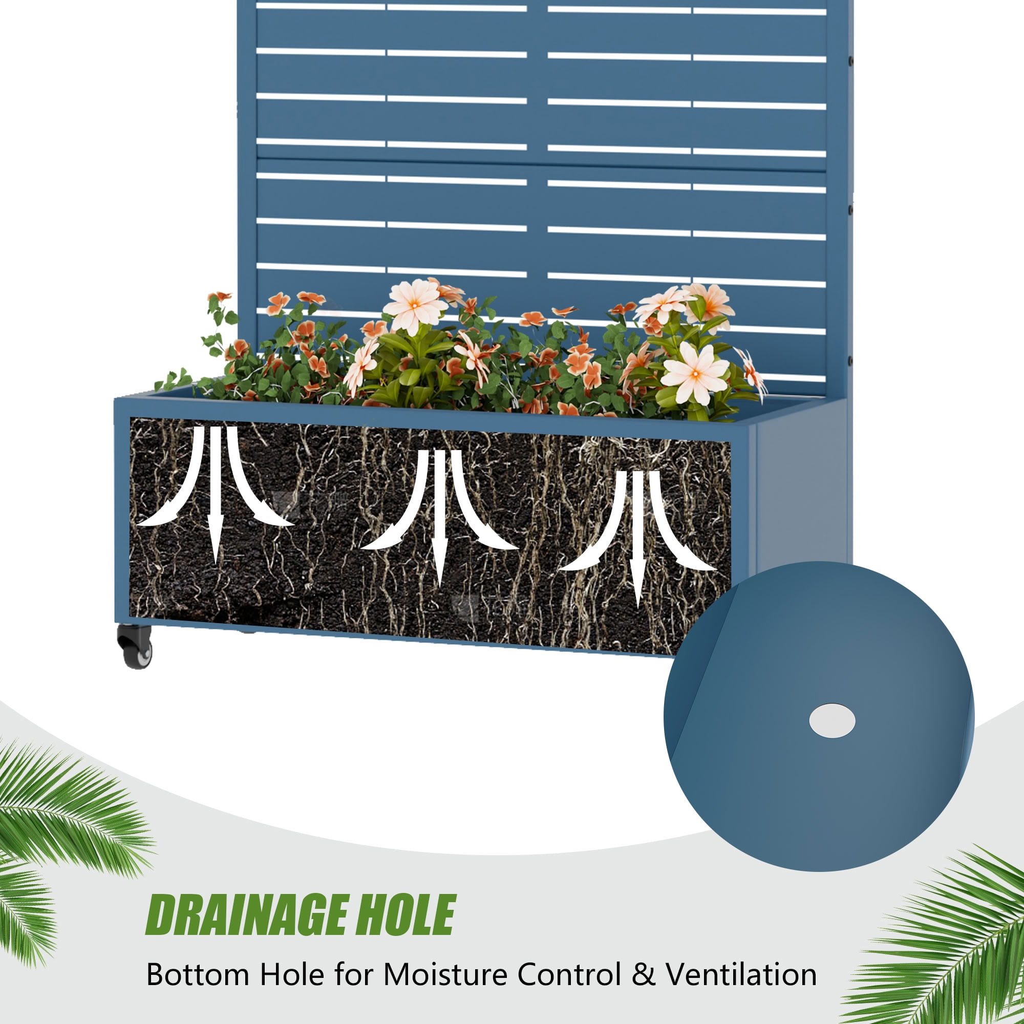 MAYEERTY 72*35in Outdoor Metal Planter Box, Sun Block Outdoor Planter, Heavy Duty Garden Planter for Patio, Balcony, Backyard