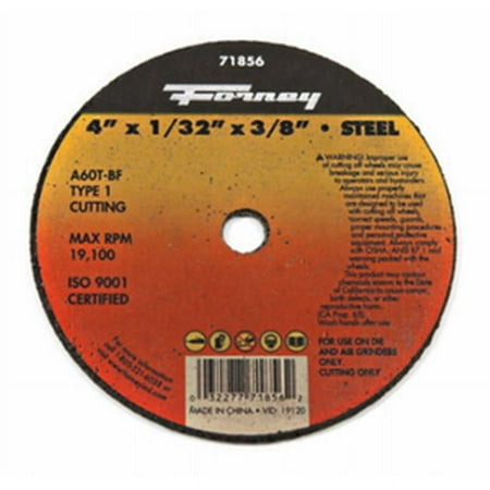 

Forney Industries Inc 71856 Wheel Cutoff Type1 Metal - 4 x 0.031 in.