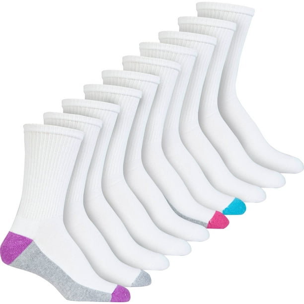 Gildan - Gildan Ladies Cushioned Sole Soft Cotton Crew Socks 10-pack ...