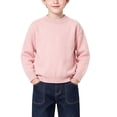 thumbnail image 3 of Husipze Boys Crewneck Sweater Solid Long Sleeve Kids Thick Warm School Pullover Fall Winter Basic Cozy Knit Jumper Tops Pink 3-4 Years, 3 of 9
