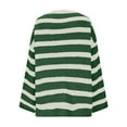 thumbnail image 4 of Qulqfy Green Sweaters for Women Pullover Striped Trendy Long Sleeve Chunky Knit Crew Neck Shirts Winter Sweaters for Women M, 4 of 7