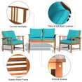 thumbnail image 4 of Costway 4PCS Wooden Patio Furniture Set Table Sofa Chair Cushioned Garden Turquoise, 4 of 10