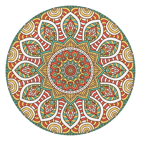 44in Round Tablecloth with Elastic Edge, Waterproof Fitted Table Cover for 36-44" Tables, Floral Theme Polyester Reusable Table Cloths Wipe Clean for Picnic, Dining, Outdoor Use and Party Decor