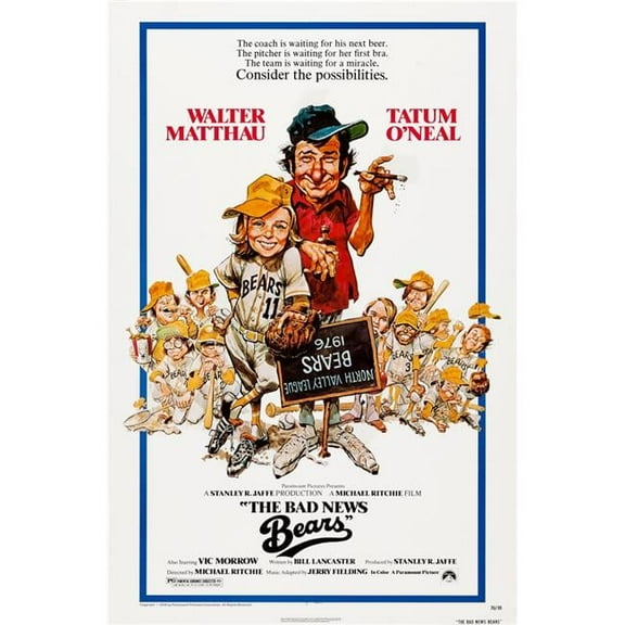 The Bad News Bears Us Poster From Left: Tatum O'Neal Walter Matthau 1976 Movie Poster Masterprint (11 x 17)