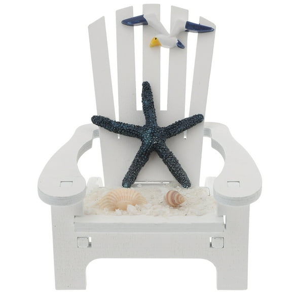 OUNONA  Decorative Decoration Wooden Beach Chairs Mini Ocean Office