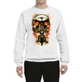 thumbnail image 2 of Flaming Motorycle Hell Fire Skull Biker | Mens Fashion Crewneck Graphic Sweatshirt, White, Large, 2 of 4