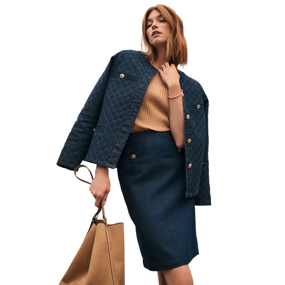 Jessica London Women's Plus Size Classic Cotton Denim Short Skirt