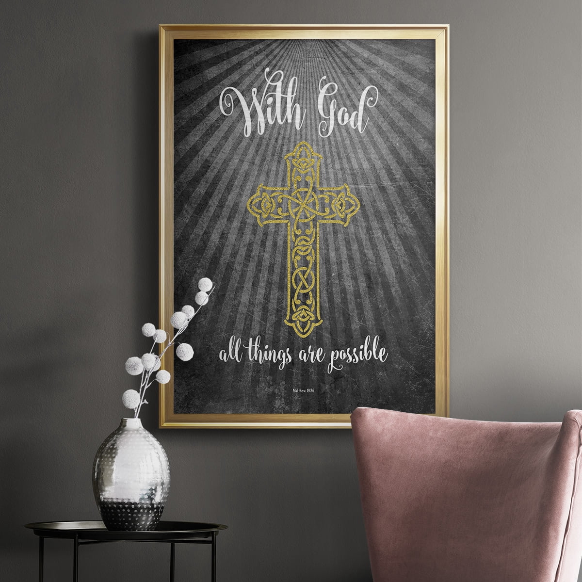 With God Gold Premium Classic Framed Print - Ready to Hang