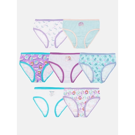Frozen (Days of the Week) Girls Cotton Brief Character Underwear, 7-Pack, Size 4-8