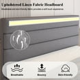 thumbnail image 6 of E-motie Queen Upholstered Bed Frame with Storage Ottoman, Charging Station and LED, Gray Queen Bed, 6 of 11
