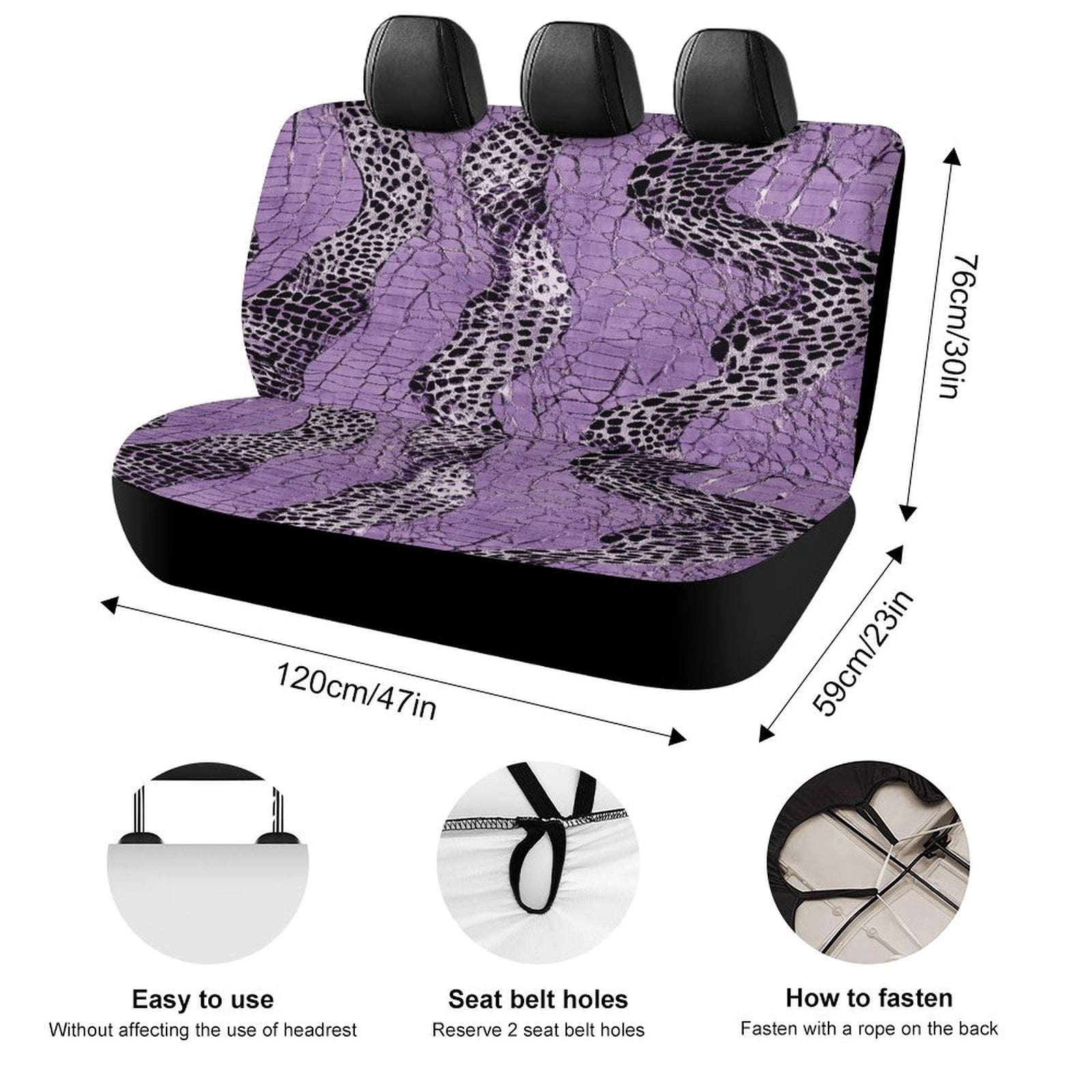 Animal Print Patterns Rear Seat Covers, Car Backseat Protector, Universal Back Seat Vehicle Interior Protector, Fits Most Cars, SUVs, Sedans, Trucks
