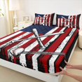 thumbnail image 4 of Manfei Boys Baseball Queen Sheets,Grunge American Flag Queen Sheet Sets,Sports Theme Decor,4pcs,1 Flat Sheet, 1 Fitted Sheet and 2 Pillowcases, 4 of 6