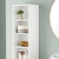 White Bathroom Storage Linen Tower with Mix of 6 Open and Concealed