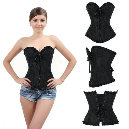 

Women s Bustier Corset Top Waist Trainer Sexy Lingerie Sets Waist Cincher Steampunk Gothic Corsets with G-string