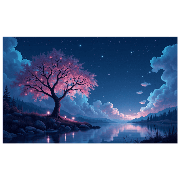 LUUFILx Mystical Tree Landscape Backdrop Background Scenic Banner Nature Photography Props Party Decorations Evening Celebration Sky Stars Decor