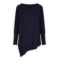 thumbnail image 4 of Annhoo Fall Tops for Women Trendy Irregular Hem Long Sleeve Crewneck Tunics Ladies Vacation Lounge Shirts, 4 of 6