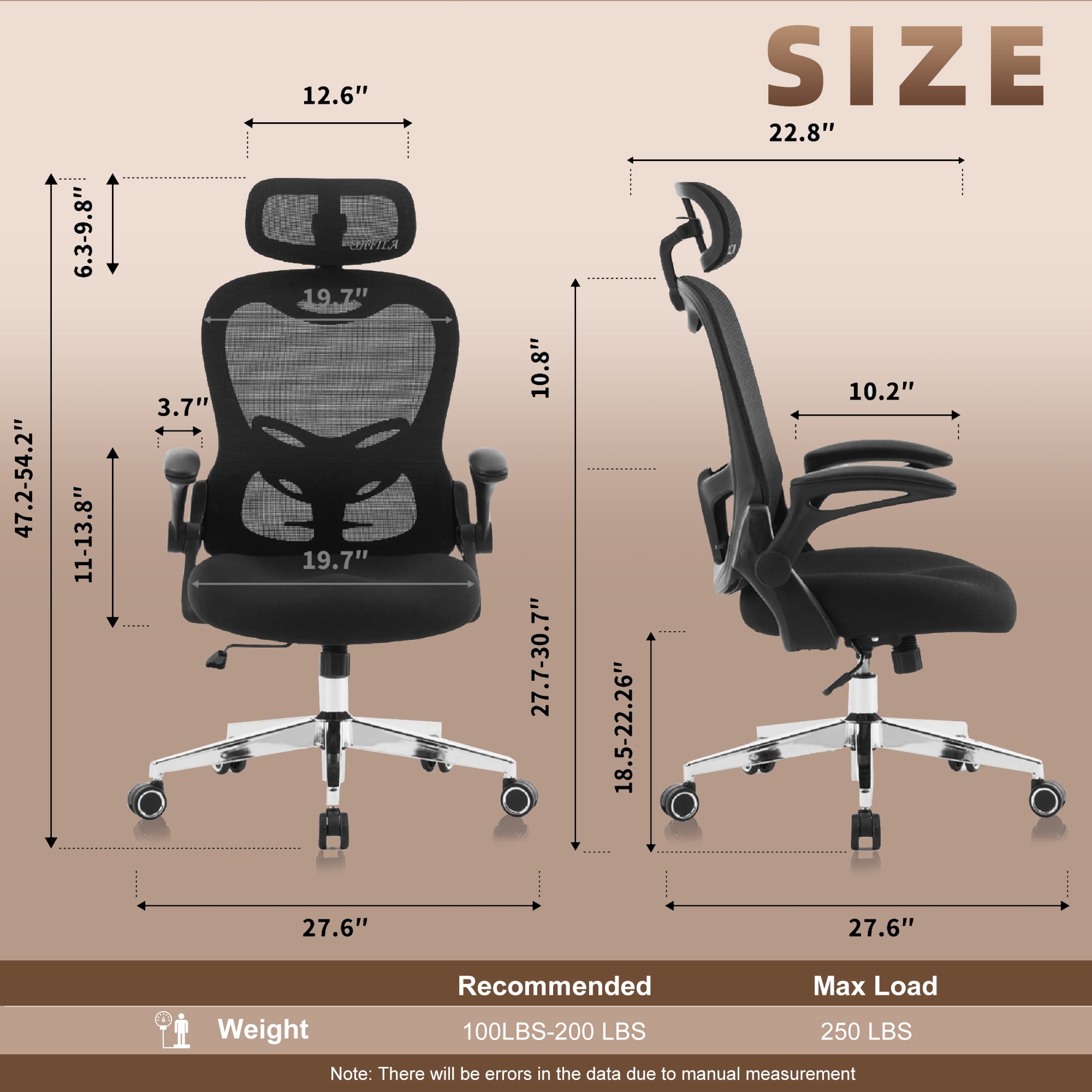Office Chair, Ergonomic Breathable Mesh,Flip-Up Arms and Adjustable High Back Lumbar Support,Comfy Computer Chair for Home Office
