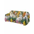thumbnail image 2 of Easter Bunny Couch Cover, Yellow Flowers Vintage Country Leaves Pastoral Sofa Cover Blanket for 3 Cushion Couch, Sectional Sofa Slipcover Furniture Protector for Living Room Bedroom 71''x134'', 2 of 9
