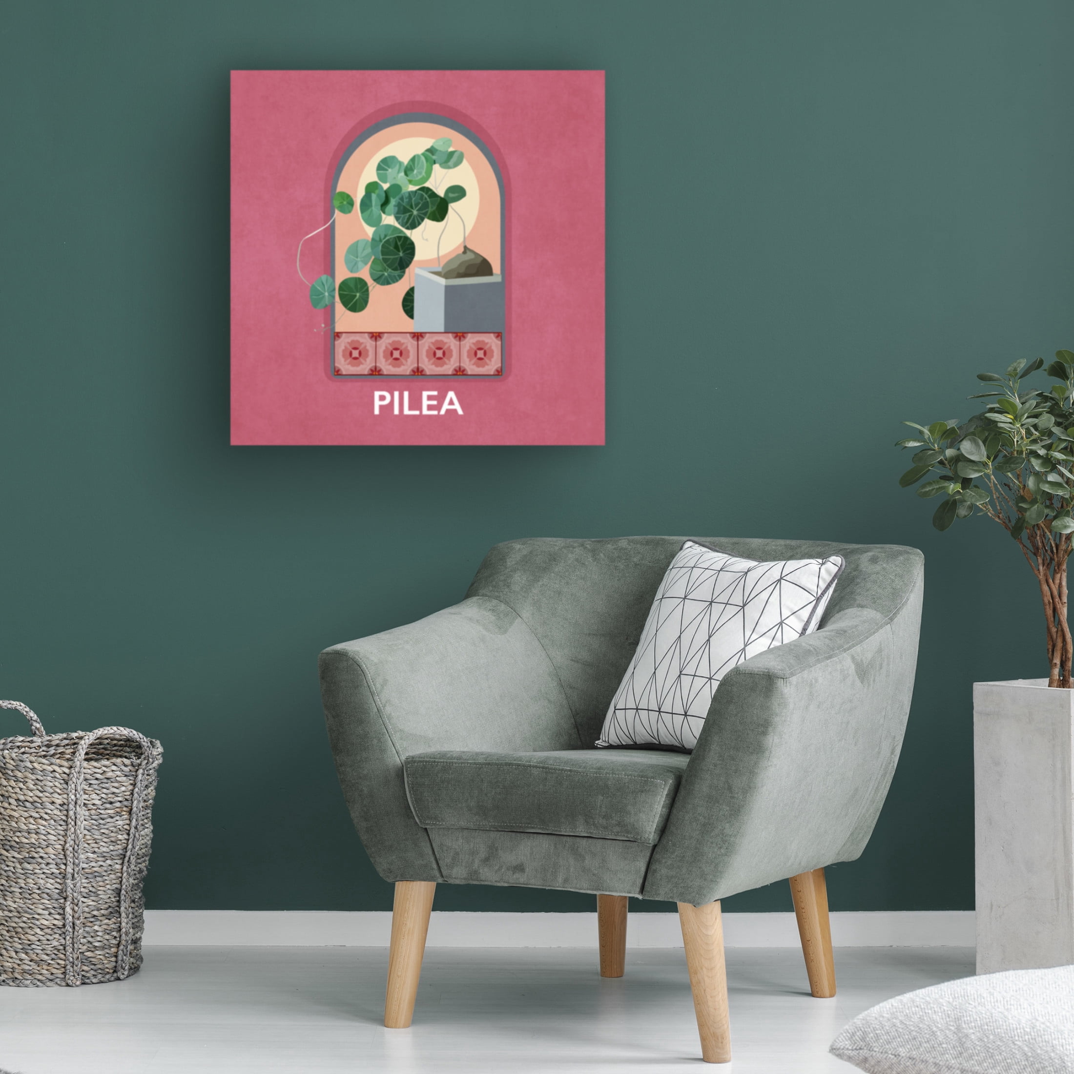 Trademark Fine Art Emel Tunaboylu Green Sets Pilea Canvas Wall Art