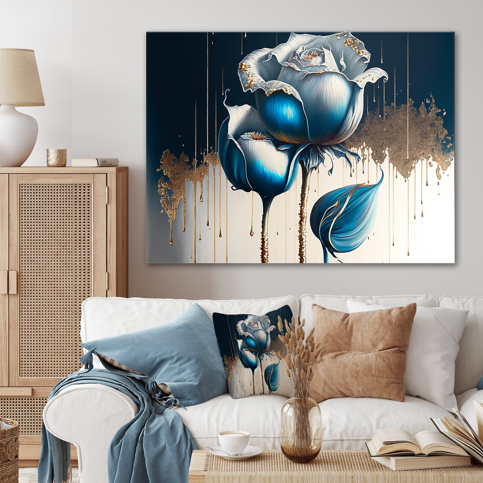 Designart Light Blue And White Cally Lillies I Canvas Wall Art