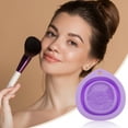 thumbnail image 6 of Unique Bargains Teardrop Shape Makeup Brush Cleaning Mat 1 Pc Purple, 6 of 6
