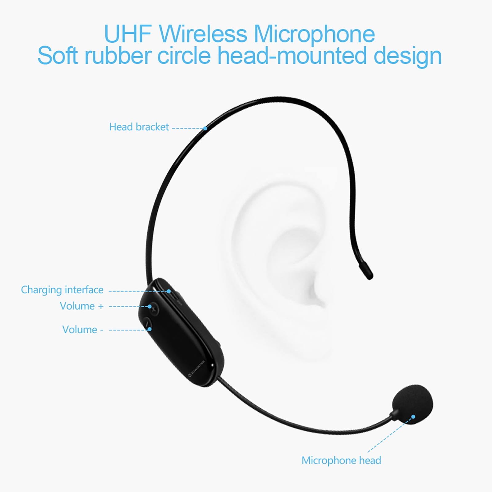 Zoweetek Voice Amplifier with UHF Wireless Microphone PA System Portable Speakers for Classroom Meetings Outdoors Multiple Locations