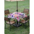 thumbnail image 4 of Outdoor Tablecloth with Umbrella Hole for Patio/Picnic/Party/Camping, Farmhouse Flowers Waterproof Table Cloth Square Cover Washable, Spring Watercolor Purple Pink Floral (60"x 60"), 4 of 8