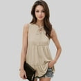 thumbnail image 2 of Women's Sleeveless Babydoll Top with Lace-Up Neckline - Medium, Light Beige, 2 of 5
