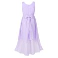 thumbnail image 2 of iEFiEL Kids Girls Sleeveless Sparkly Rhinestone High-low Hem Dress for Birthday Party Lavender 8, 2 of 7
