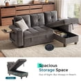 thumbnail image 4 of LINSY HOME 83" Modular Sectional Sofa with Pull Out Bed, Foldable Side Table & Storage Chaise, 3-Seat L Shape Couch with USB Charging for Living Room, Chenille Gray, 4 of 11
