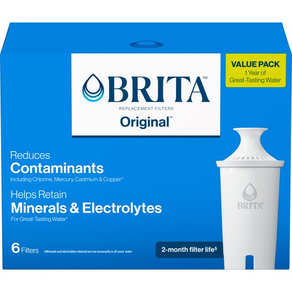 Brita Standard Water Filter, Replacement Filter for Pitchers and Dispensers, 6 Ct