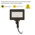 thumbnail image 5 of NUWATT 50W LED Flood Light, 3CCT 3000K/4000K/5000K Selectable, IP65 Waterproof Lighting, Adjustable Knuckle Mount, 7050LM, 0-10V Dimmable, 120-277V, Outdoor Security Floodlight for Yard, Bronze, UL, 5 of 5