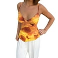 thumbnail image 2 of Womens Tank Top Women's Elegant Floral Print Spaghetti Strap Crop Top Camisoles for Women Yellow L, 2 of 8