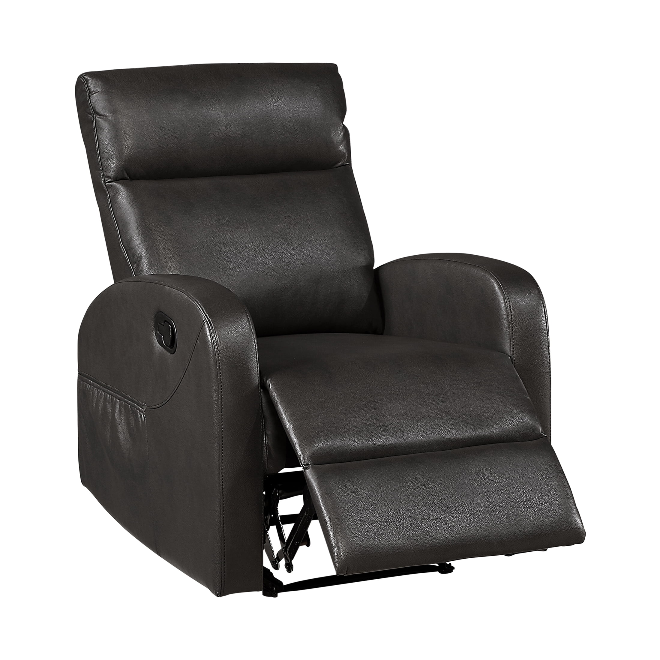OakvillePark Brava Faux Leather Manual Reclining Chair with Armrest Side Pocket, Espresso