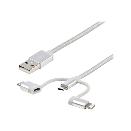 StarTech 1m (3ft) USB Multi-Charger Cable - Lightning, USB-C, Micro-B
