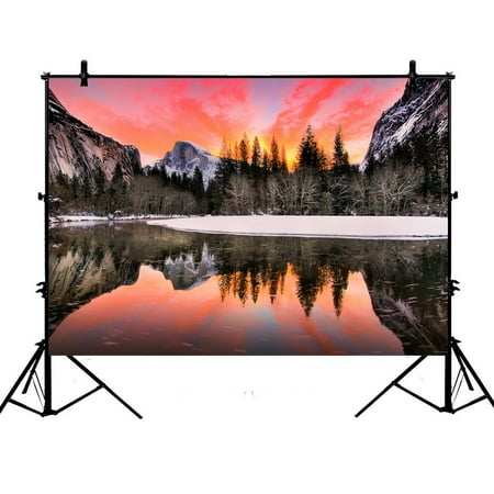 Image of PHFZK 7x5ft Mountain Backdrops Nature Landscape of Yosemite National Park California Photography Backdrops Polyester Photo Background Studio Props