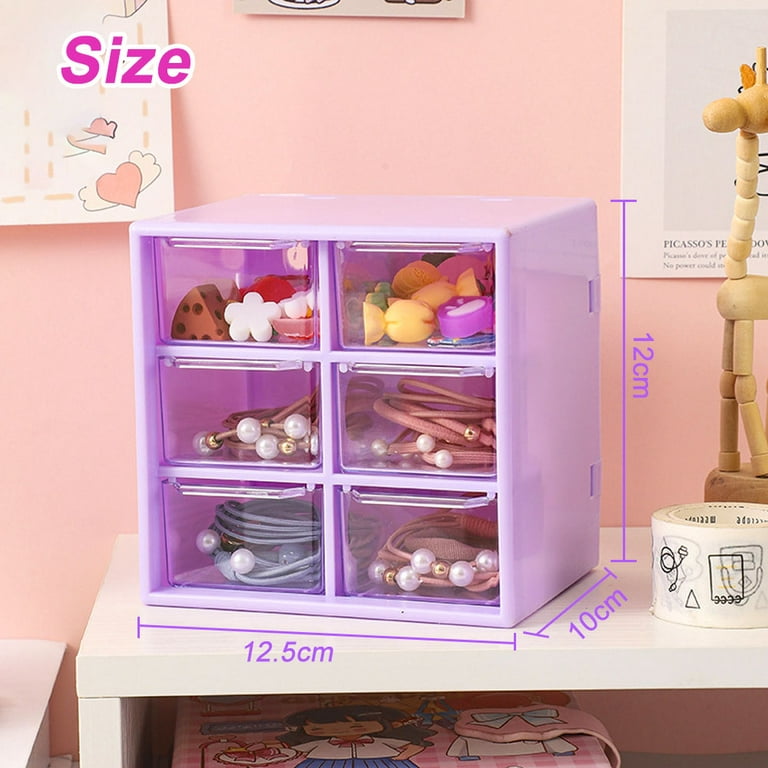 Multi compartment storage box Multifunctional plastic desktop storage box  Mini art storage Jewelry Home office visible drawer - purple 