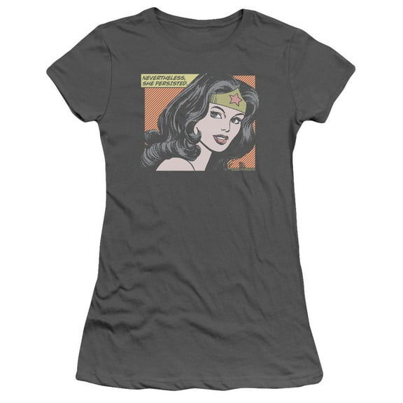 Wonder Woman She Persisted S/S Junior Women's T-Shirt Sheer Charcoal