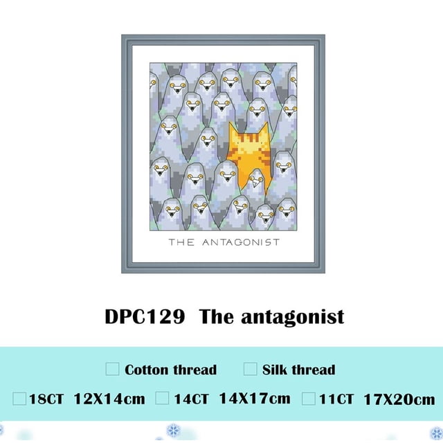 The imposter insomniac cross stitch package cartoon 18ct 14ct 11ct cloth cotton thread embroidery DIY handmade needleworkCotton thread&14ct unprint canvas Gao Jinjia LED