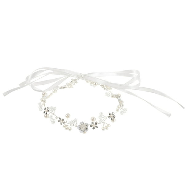 KAKOWELY Tocado de boda para dama de honor, diadema de diamantes de imitación, tocados de novia con flores y hojas