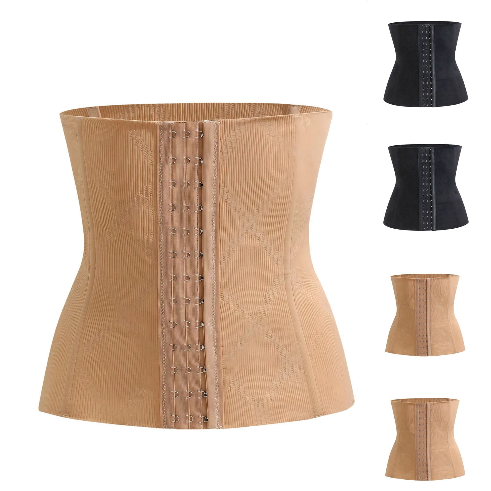Yeaiivve Waist Trainer for Women Tummy Control Faja Shapewear Boned Front Closure Adjustable Compression Body Shaper Corset Belt Gym Workout Sports Girdle Khaki S
