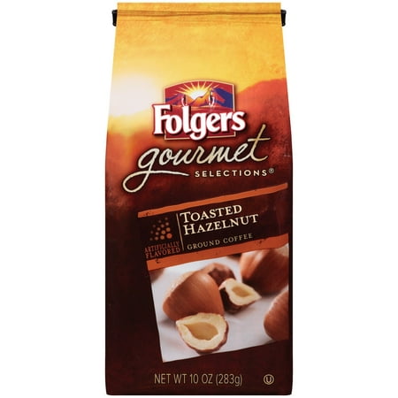 Folgers Toasted Hazelnut Ground Coffee Bags, 10 OZ (Pack of 6)