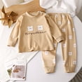 thumbnail image 3 of Gpaecead Kids Toddler Boys Girls Baby Lounge Set Long Sleeve Crewneck Top Pant Set Casual Printed Tops Long Pants Sets Khaki 06, 3 of 3
