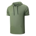 thumbnail image 3 of Trgacdwlo Mens Short Sleeve Hoodie Quick Dry Workout Shirts for Men Moisture Wicking Sun Protection Hooded Mens Gym Shirts Green XL, 3 of 6