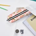 thumbnail image 6 of Cauagu Peach With Leaves Print Leather Pencil Pen Case - Stationery Bag Portable Stationery Bag Big Capacity Pencil Pouch Cosmetic Organizer Bag for Men & Women, 6 of 7