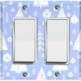 thumbnail image 1 of Metal Light Switch Plate Cover Festive Christmas Tree Ornaments Blue XMS011, 1 of 13